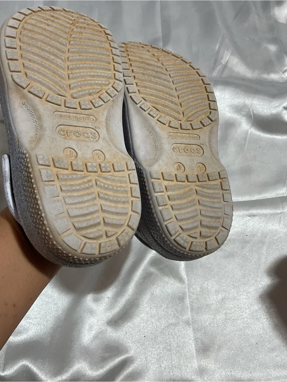 Kids Glitter Clog Shoes with Charm - Silver size Junior 1